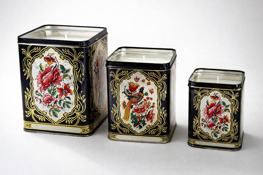 Vintage Exotic Bird Tea Tin Candle